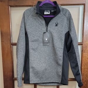Spyder Men's Gray and Black 1/2 zip Jacket Size Large